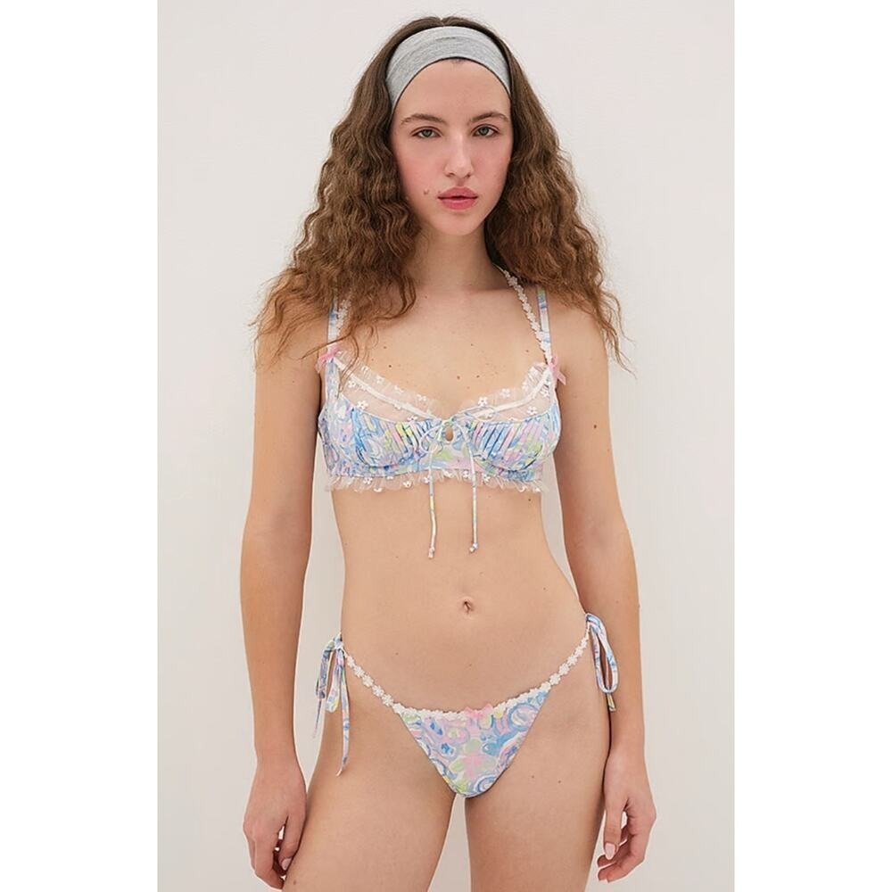 For Love & Lemons Floral Thong Pastel Print Size‎ M